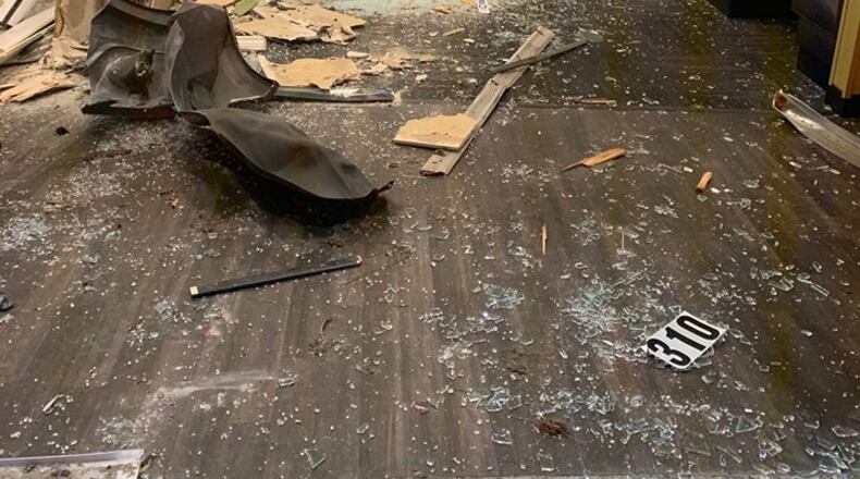 A car smashed through the Chicken Salad Chick restaurant in Vinings Saturday night, according to the eatery’s Facebook page.