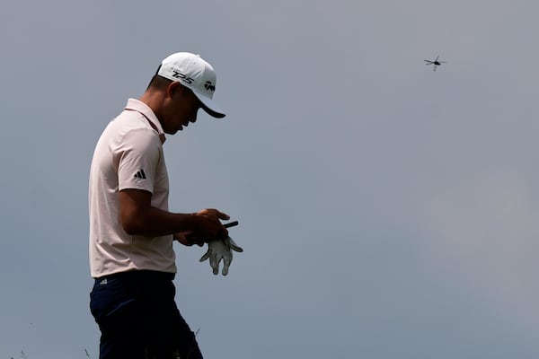 Collin Morikawa walks to the 17th tee during a practice round ahead of the U.S. Open golf tournament at Oakmont Country Club Tuesday, June 10, 2025, in Oakmont, Pa. (AP Photo/Charlie Riedel)