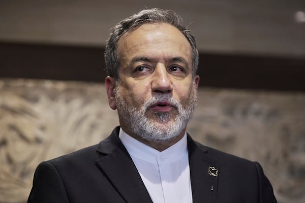 FILE - Iranian Foreign Minister Abbas Araghchi speaks to journalists on June 3, 2025, in Beirut. (AP Photo/Hassan Ammar, File)
