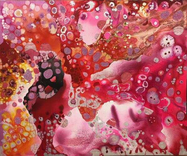 “The Joy Fields 2” in oil and mixed media on canvas by Whitney Wood Bailey. Contributed by Hathaway Gallery
