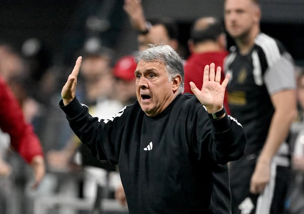 Atlanta United manager Gerardo Martino looks ... frightened by his team’s performance in Saturday’s home opener (and its 0-3 start).