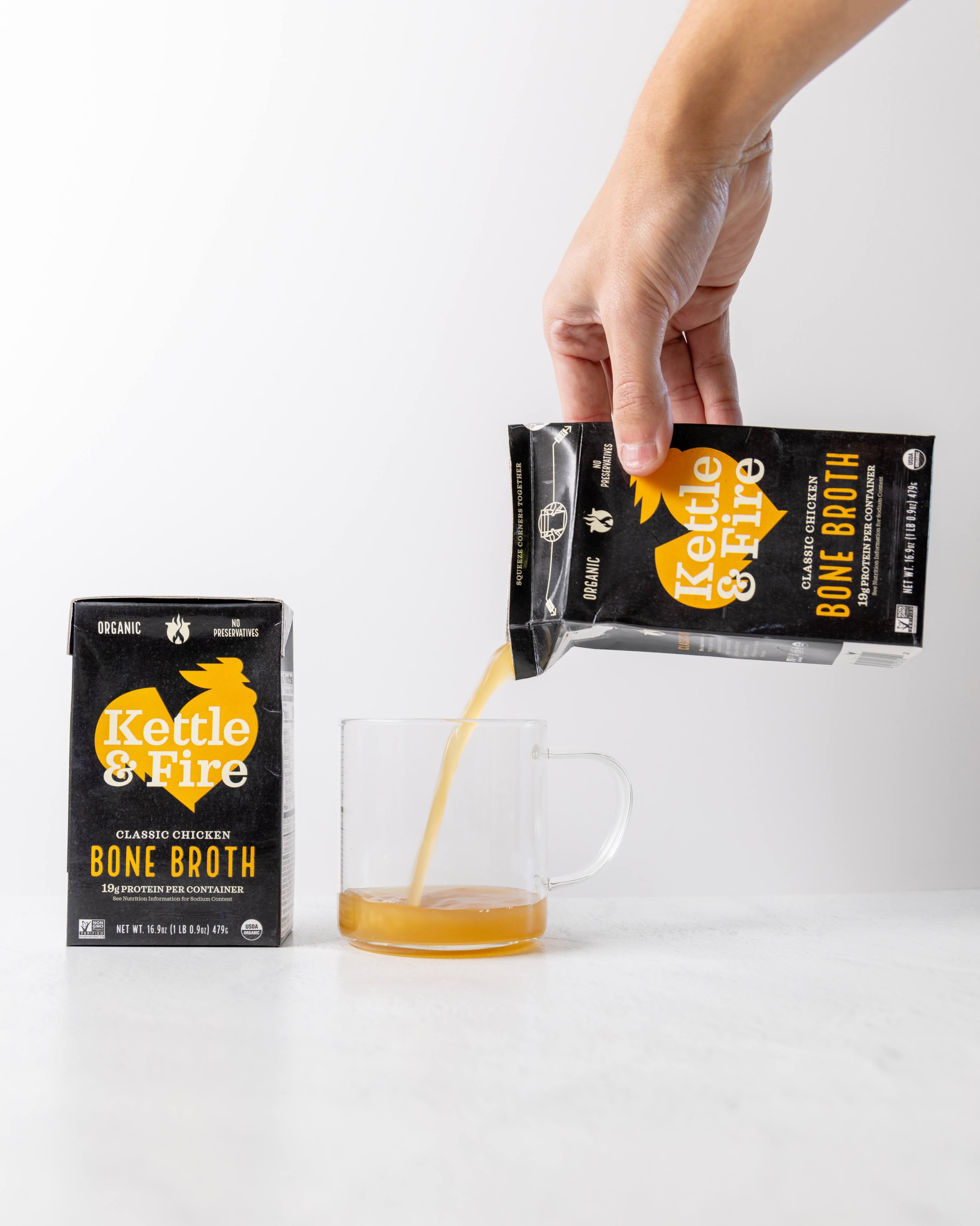 Chicken bone broth is loaded with protein. (Courtesy of Kettle & Fire)
