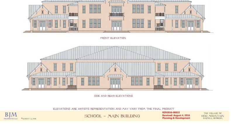 A development proposed near the Dacula intersection of Jim Moore Road and Hamilton Mill Parkway would bring houses, townhomes, retail, a church and a private school.