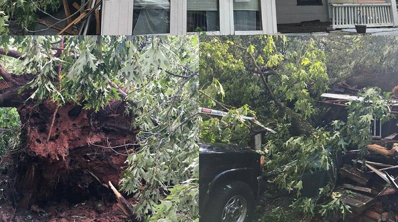 A house on Muse Street in southwest Atlanta was damaged in storms overnight between Saturday April 30 and Sunday May 1, 2016. (Credit: Channel 2 Action News)