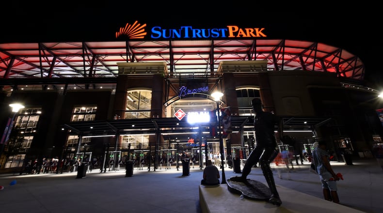 April 14, 2017, Atlanta, Georgia - The 3rd Base Gate at night at the Atlanta Braves Opening Game at Suntrust Parkin Cobb County, Georgia, on April 14, 2017. (HENRY TAYLOR / HENRY.TAYLOR@AJC.COM)