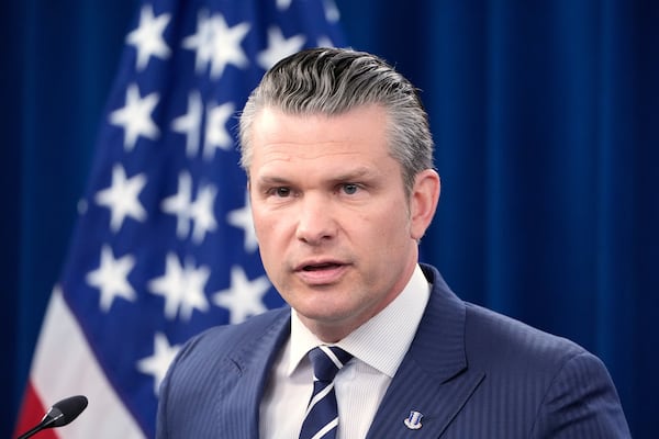Defense Secretary Pete Hegseth speaks during a news conference at the Pentagon in Washington, Sunday, June 22, 2025, after the U.S. military struck three sites in Iran, directly joining Israel's effort to destroy the country's nuclear program. (AP Photo/Alex Brandon)