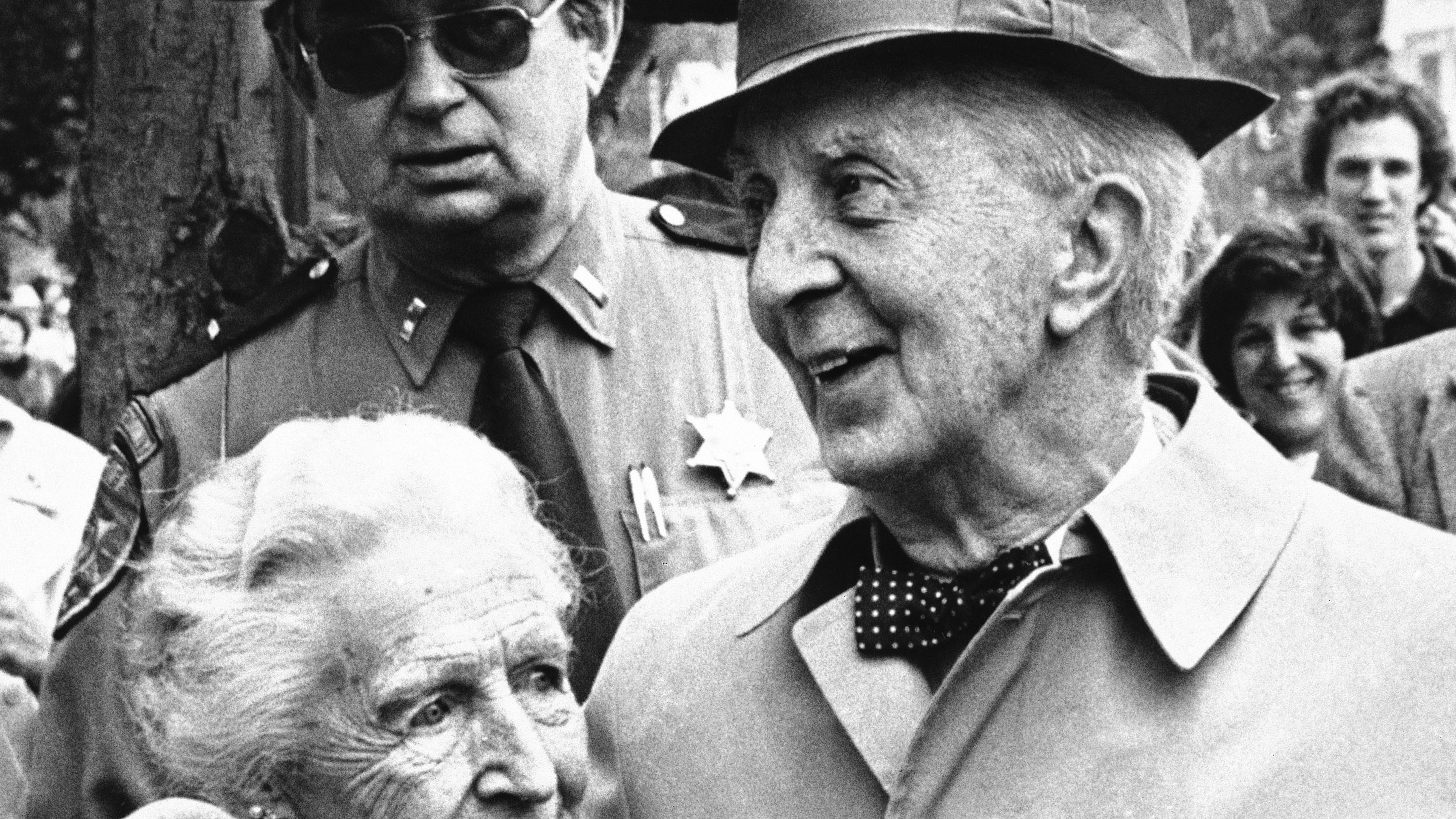 FILE - Artist Norman Rockwell, right and his wife Molly, left, in his last public appearance at a 'Norman Rockwell Day' parade in Stockbridge, Mass., Nov. 9, 1978. (AP Photo, File)