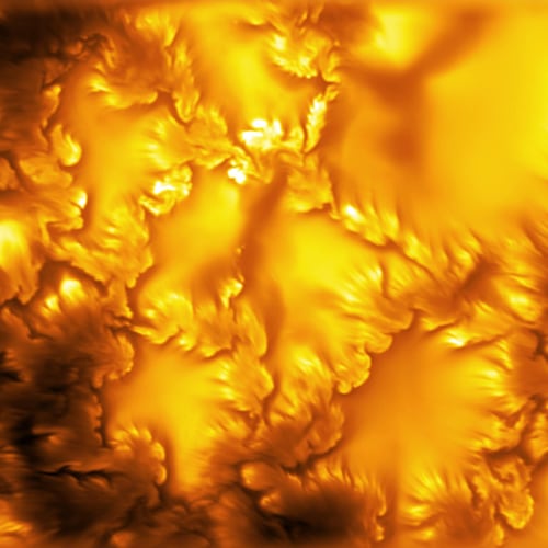 This undated image provided by the NSF National Solar Observatory on Monday, Aug. 3, 2026, shows the sun's surface. (National Science Foundation National Solar Observatory via AP)