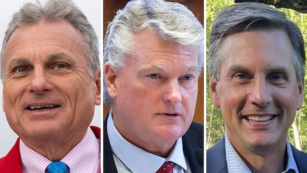 Republican U.S. Senate candidates (left to right) U.S. Reps. Buddy Carter and Mike Collins as well as Derek Dooley.