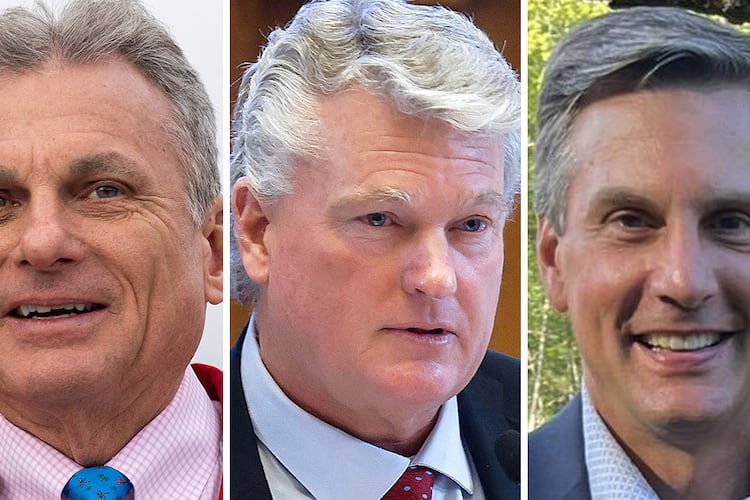 Republican U.S. Senate candidates in Georgia (left to right): U.S. Rep. Buddy Carter, U.S. Rep. Mike Collins and Derek Dooley.
