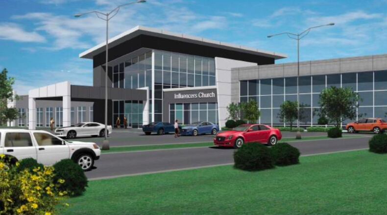 The Duluth City Council agreed to a zoning change that will allow for construction of a 60,000-square-foot church. This view of the Influencers Church from South Old Peachtree Road would have a modern architectural design. Courtesy City of Duluth