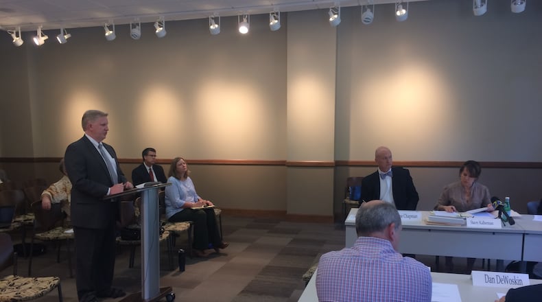 Doug Chalmers, an attorney for former DeKalb Commissioner Stan Watson, argued that the ethics case against Watson shouldn’t move forward on Thursday. The DeKalb Board of Ethics found there was probable cause to move the case to a full hearing. MARK NIESSE / MARK.NIESSE@AJC.COM