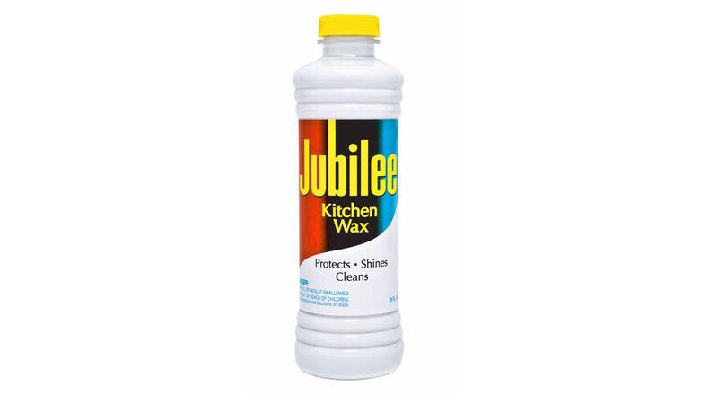 Jubilee kitchen wax offers a dose of nostalgia while removing grease spots and polishing laminate countertops and chrome bathroom fixtures. The creamy liquid also works on wood, vinyl, leather and plastic.