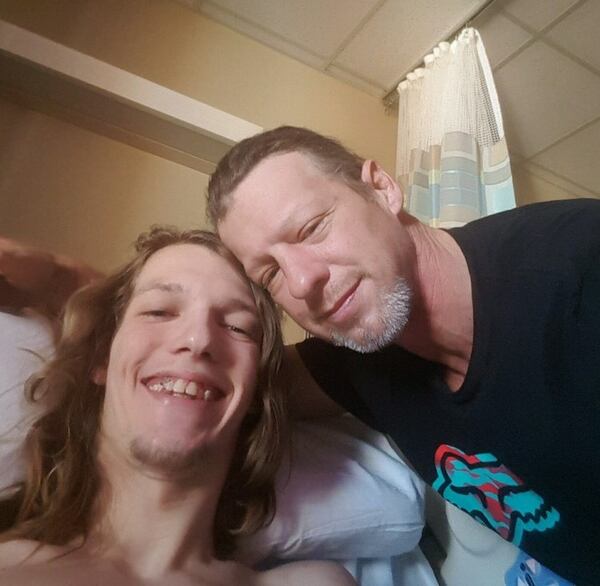 Austin (left) and Steve Stroud have spent almost the entirety of the past week in hospitals together. (Photo: Steve Stroud)