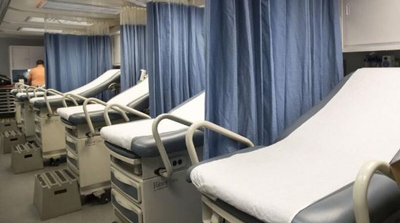 The interior of Carolinas MED-1, a mobile medical facility parked outside Grady Memorial Hospital’s emergency room, before it started up at the end of January. The facility houses 14 extra emergency room beds and has an operable emergency operating room. It was rented for 30 days originally but it’s still there. ALYSSA POINTER/ALYSSA.POINTER@AJC.COM