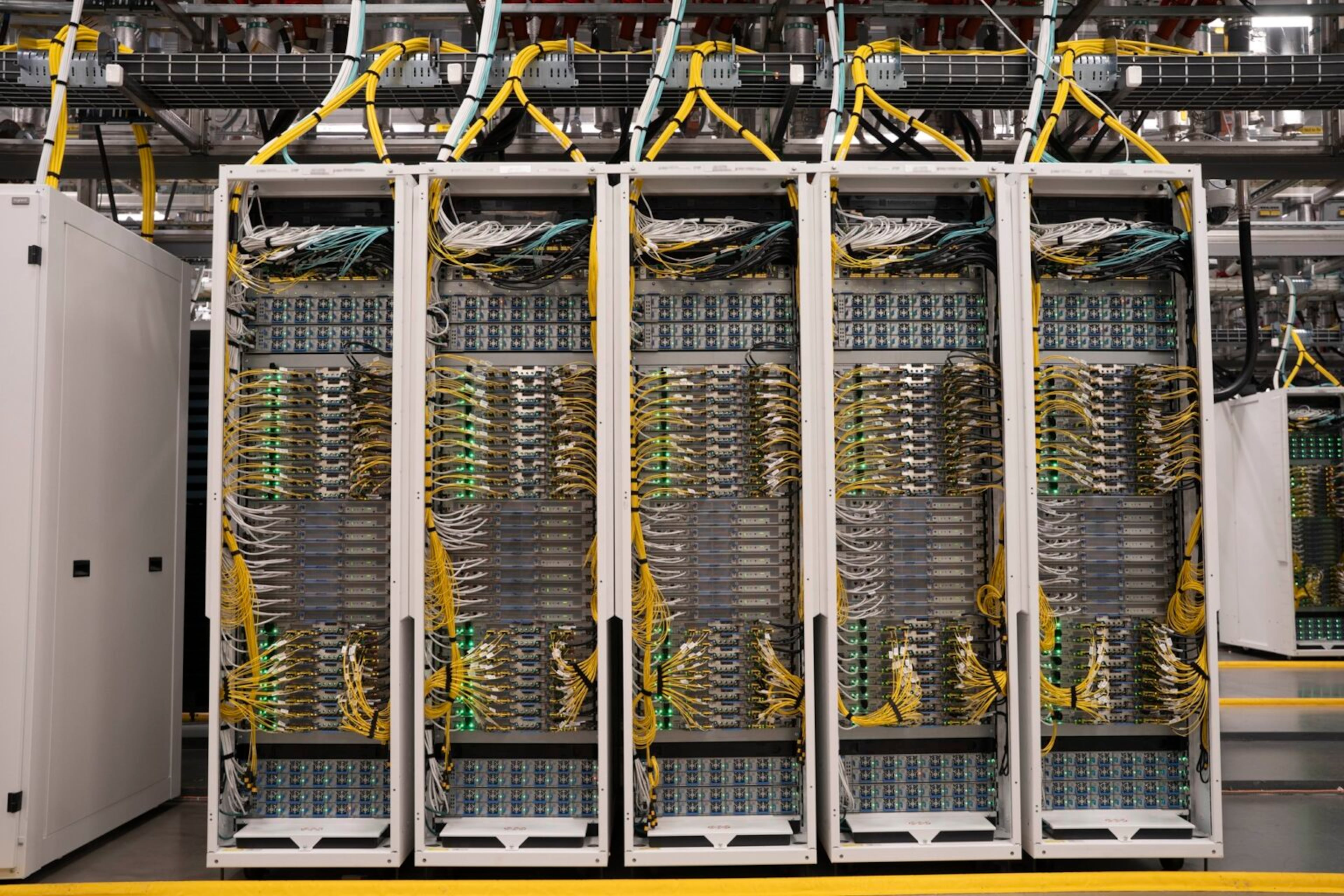 The equipment within Microsoft's Fairwater data center in Fayetteville is designed to train artificial intelligence models. (Courtesy of Microsoft)