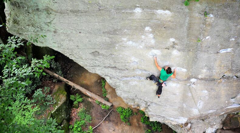 Southeast Mountain Guides hosts private, guided climbs in Kentucky’s Red River Gorge, one of the best rock-climbing destinations in the world.
Courtesy of Elodie Saracco