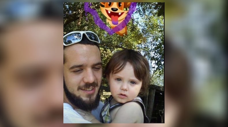 Kyle Rubio, pictured with his son, died three days after Gwinnett County police said Brannon Walker shot him.