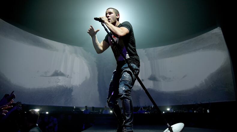 Nick Jonas shows off his vocal chops. (Photo by Kevin Mazur/Getty Images for Philly Mack)