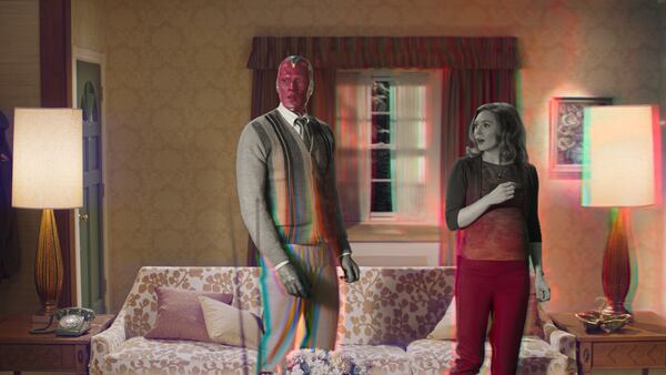Paul Bettany and Elizabeth Olsen in "WandaVision." (Disney+/TNS)