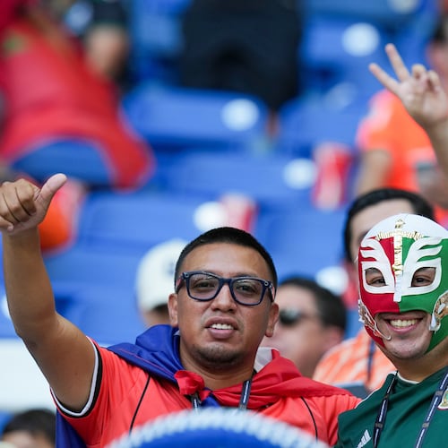 Soccer fans cheer during the World Cup round of 32 soccer match between the Netherlands and Morocco in Guadalupe, near Monterrey, Mexico, Monday, June 29, 2026. (AP Photo/Dolores Ochoa)