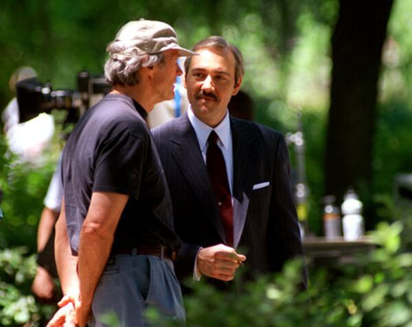 Clint Eastwood directs actor Kevin Spacey on the set of the screen adaptation of the book "Midnight in the Garden of Good and Evil." The film, shot in Savannah, was released in 1997. (AJC file)