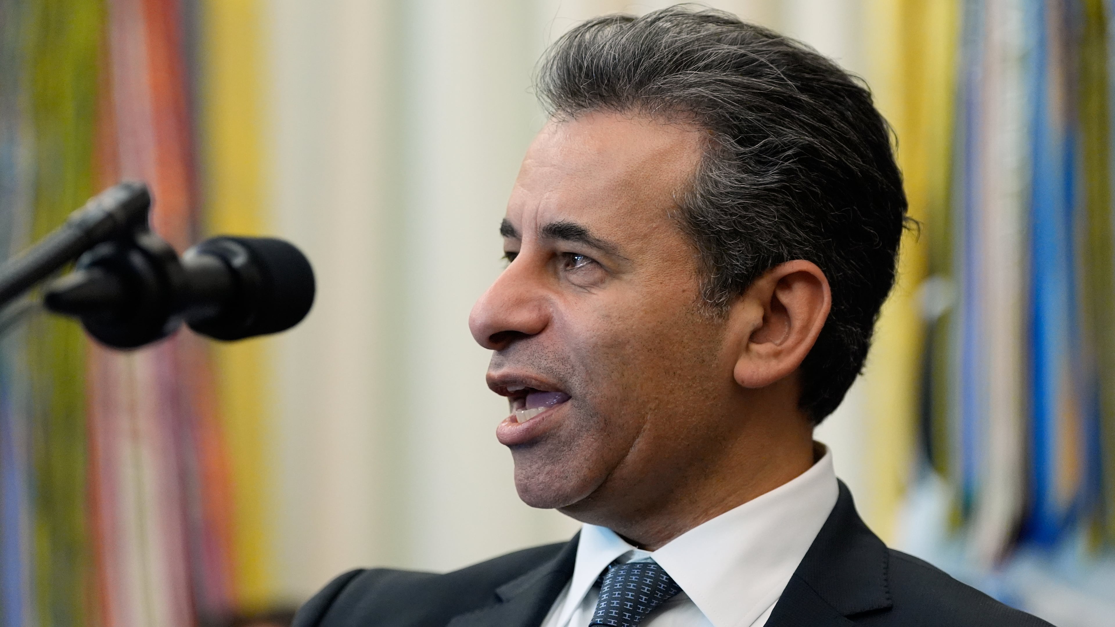 Dr. Marty Makary, commissioner of the Food and Drug Administration, speaks in the Oval Office of the White House during an event with President Donald Trump, Thursday, Oct. 16, 2025, in Washington. (AP Photo/Alex Brandon)
