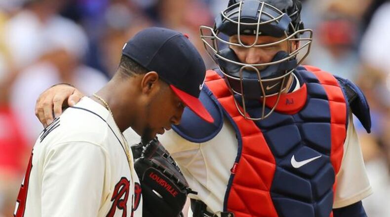 Julio Teheran had been solid at home until Sunday, when the Yankees completed a resounding sweep of the Braves with a 20-6 win and Teheran gave up three homers and failed to make it out of the fifth inning. (Curtis Compton/AJC photo)