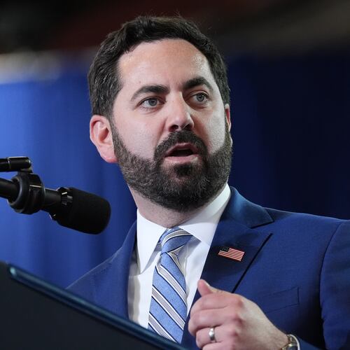 FILE - Rep. Mike Lawler, R-N.Y., speaks at an event with President Donald Trump at Rockland Community College, Friday, May 22, 2026, in Suffern, N.Y. (AP Photo/Alex Brandon, File)
