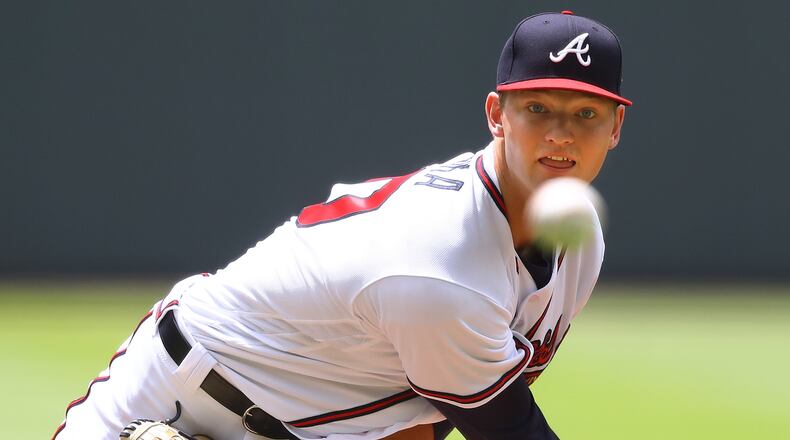 Atlanta Braves pitcher Mike Soroka delivers a pitch against the New York Mets during the first inning in a MLB baseball game on Wednesday, June 13, 2018, in Atlanta. Curtis Compton/ccompton@ajc.com