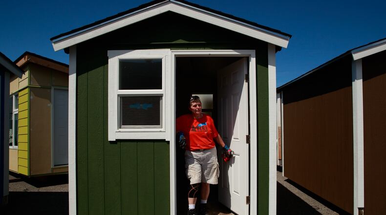 A portrait of Barb Oliver, director of operations with Sound Foundations NW, is taken in one of their tiny homes in Seattle on Thursday, June 3, 2021.  (Erika Schultz/The Seattle Times/TNS)