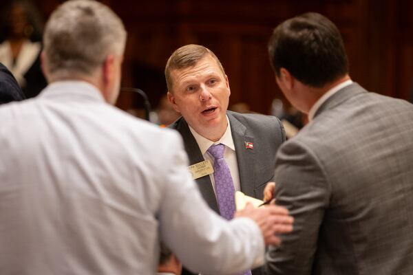 State Rep. Joseph Gullett, R-Dallas, speaks to House colleagues at the Capitol in Atlanta on Friday, the last day of the legislative session.