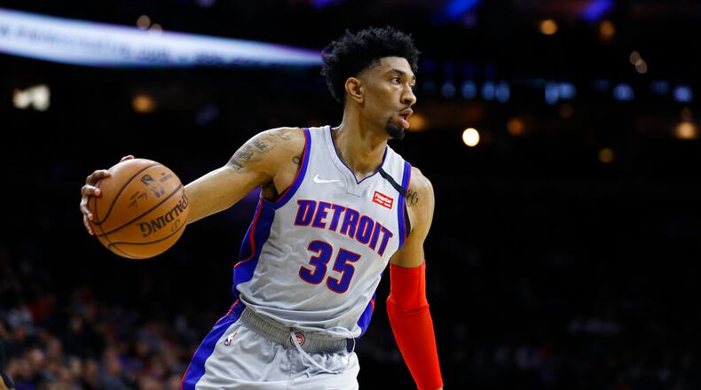 Detroit Pistons' Christian Wood plays during an NBA basketball game against the Philadelphia 76ers, Wednesday, March 11, 2020, in Philadelphia. (AP Photo/Matt Slocum)