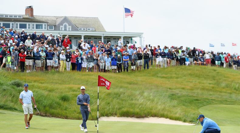 Jordan Spieth lines up a practice round putt prior to the U.S. Open at Shinnecock Hills. (Warren Little/Getty Images)