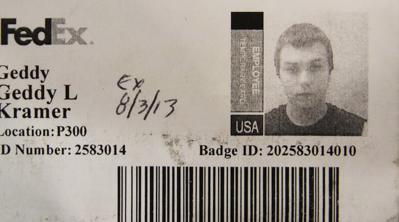 A police evidence copy of Geddy Kramer's FedEx identification card. Kramer's bid for mass-murder nortoriety was supposed to take place a year earlier at North Cobb High School, rather than at the Kennesaw FedEx warehouse where he worked. His case seems to debunk the theory that mass shootings can be predicted and prevented.