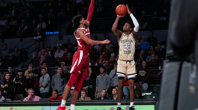 Asanti Price vs. Arkansas,. November 25, 2019, McCamish Pavilion (Clyde Click/Georgia Tech Athletics)