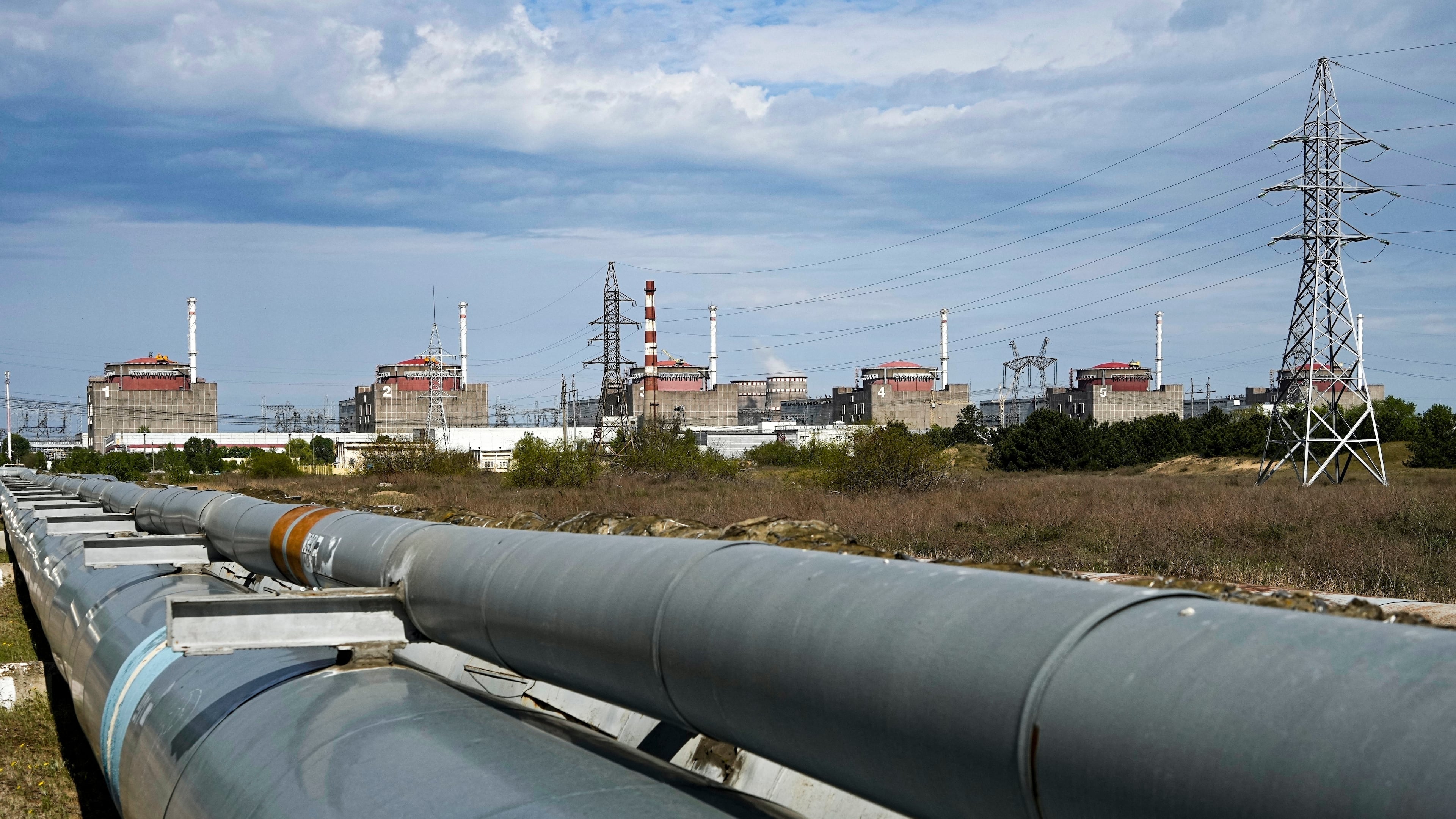 FILE - A view of the Zaporizhzhia Nuclear Power Station, in Enerhodar, Zaporizhzhia region, in territory under Russian military control, southeastern Ukraine, on May 1, 2022. (AP Photo/File)