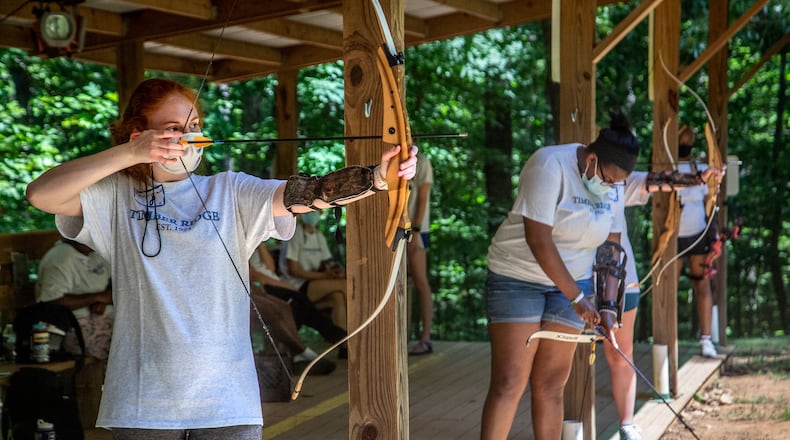 Camp Timber Ridge counselor Amber Anderson participates in a staff training day in Mableton Sunday, May 23, 2021. STEVE SCHAEFER FOR THE ATLANTA JOURNAL-CONSTITUTION