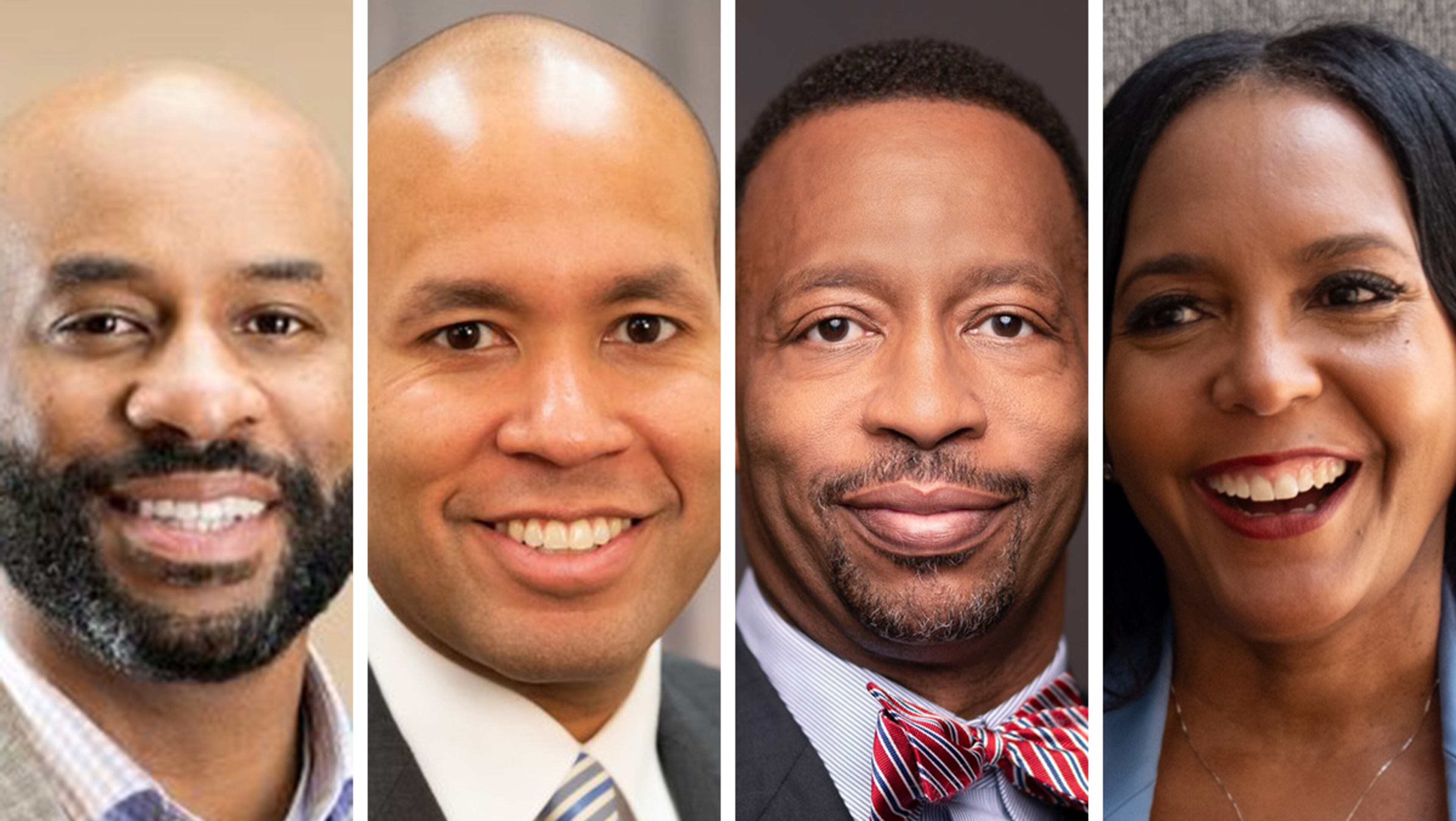 Democratic candidates for governor (left to right): Olu Brown; state Sen. Jason Esteves of Atlanta, state Rep. Derrick Jackson of Tyrone and former Atlanta Mayor Keisha Lance Bottoms.