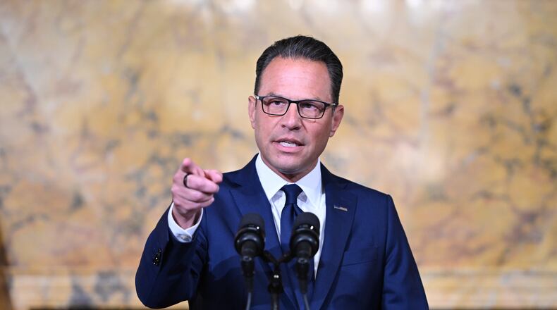 Pennsylvania Gov. Josh Shapiro speaks during a news conference at the state Capitol, Tuesday, Aug. 18, 2026, in Harrisburg, Pa. (AP Photo/Marc Levy)