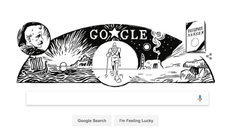 Screenshot of the Fridtjof Nansen Google doodle animation.