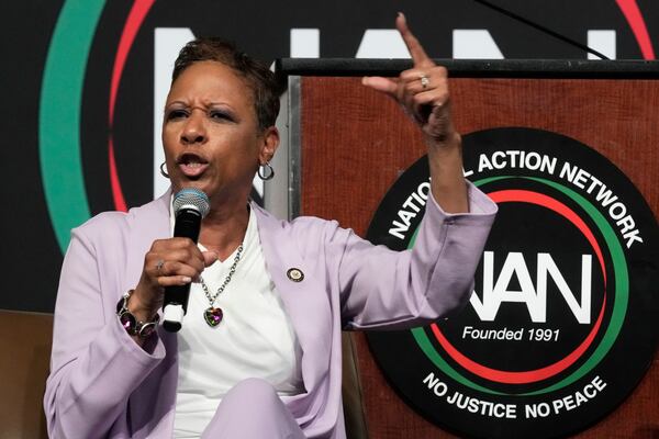 New York Mayor candidate Adrienne Adams, Speaker of the New York City Council, speaks during the New York City Mayoral Candidates Forum at the National Action Network National Convention, Thursday, April 3, 2025, in New York. (AP Photo/Richard Drew)