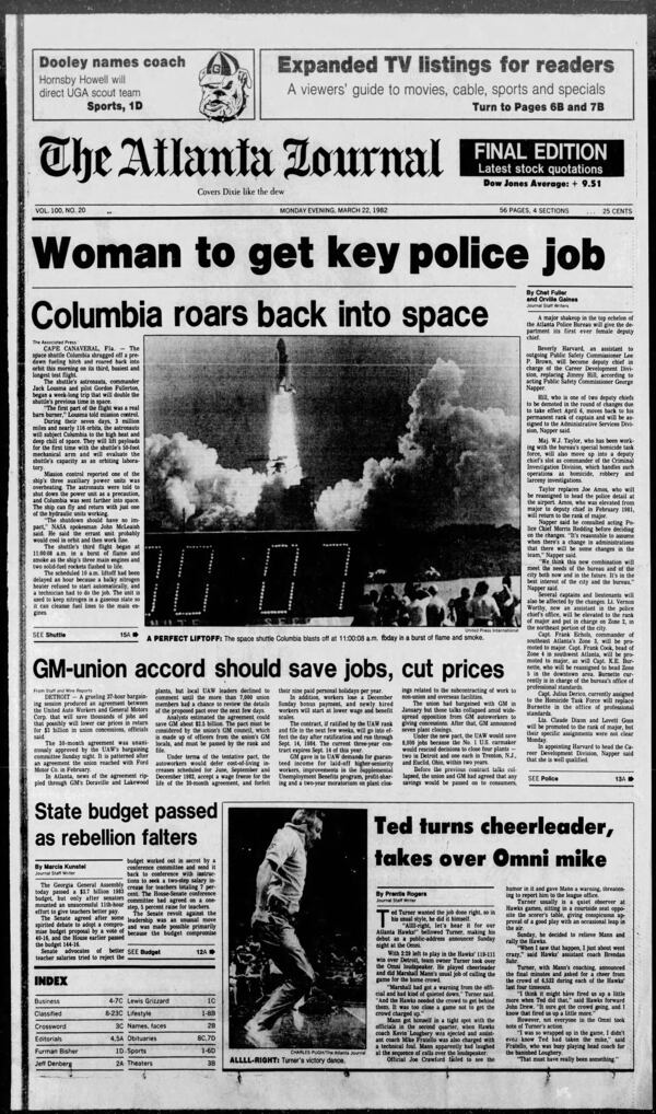 The Atlanta Journal front page on March 22, 1982.