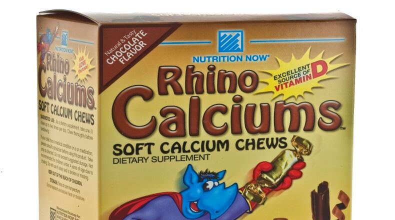 Children over age 3 are usually deficient in calcium, according to the federal dietary guidelines report. Here, Rhino Calciums by Nutrition Now. (Bill Hogan/Chicago Tribune/MCT)