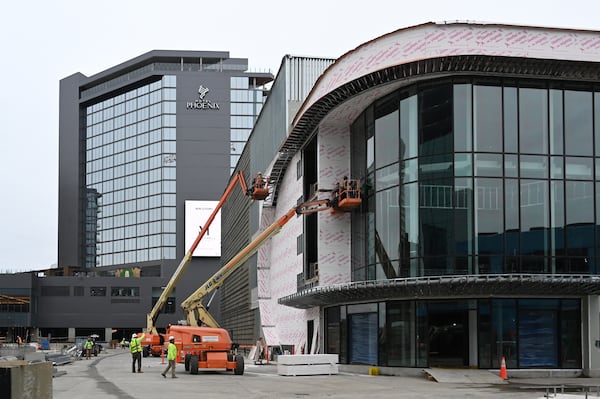 Photo shows construction site of entertainment district during an exclusive tour of Centennial Yards, Thursday, Dec. 4, 2025, in Atlanta. (Hyosub Shin/AJC)