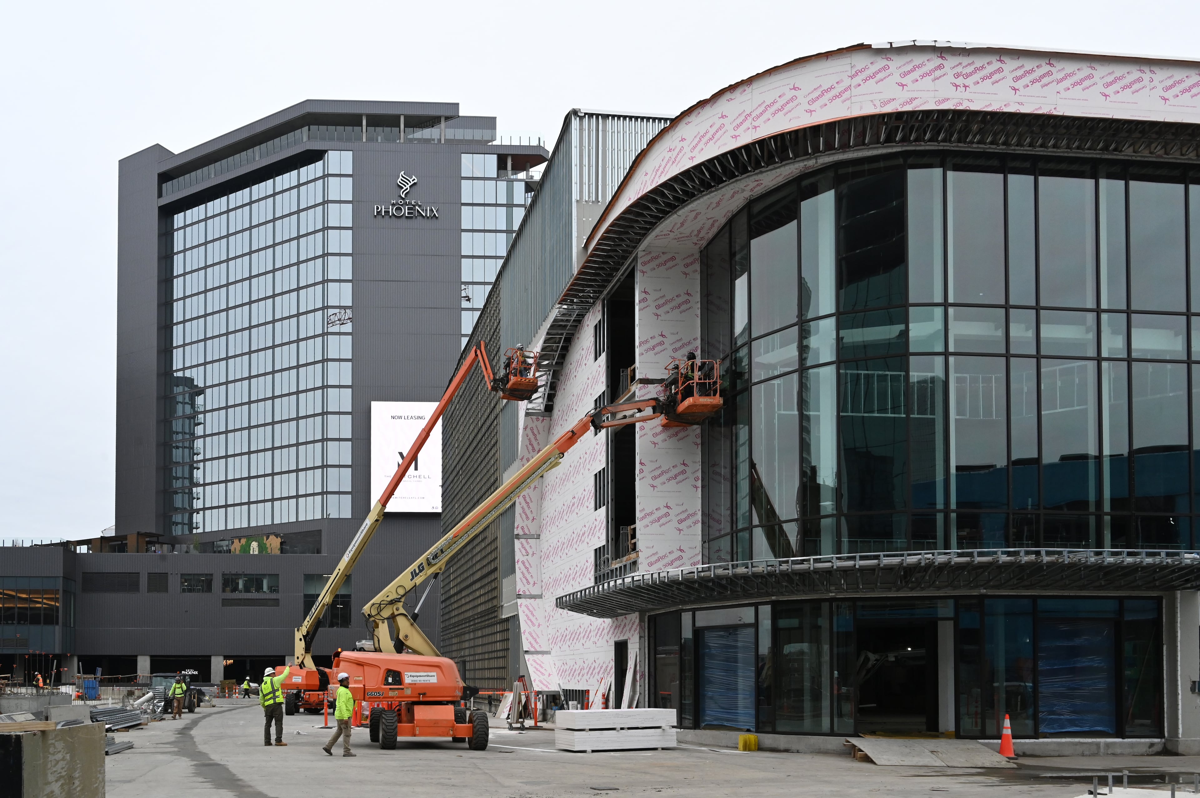 Photo shows construction site of entertainment district during an exclusive tour of Centennial Yards, Thursday, Dec. 4, 2025, in Atlanta. (Hyosub Shin/AJC)