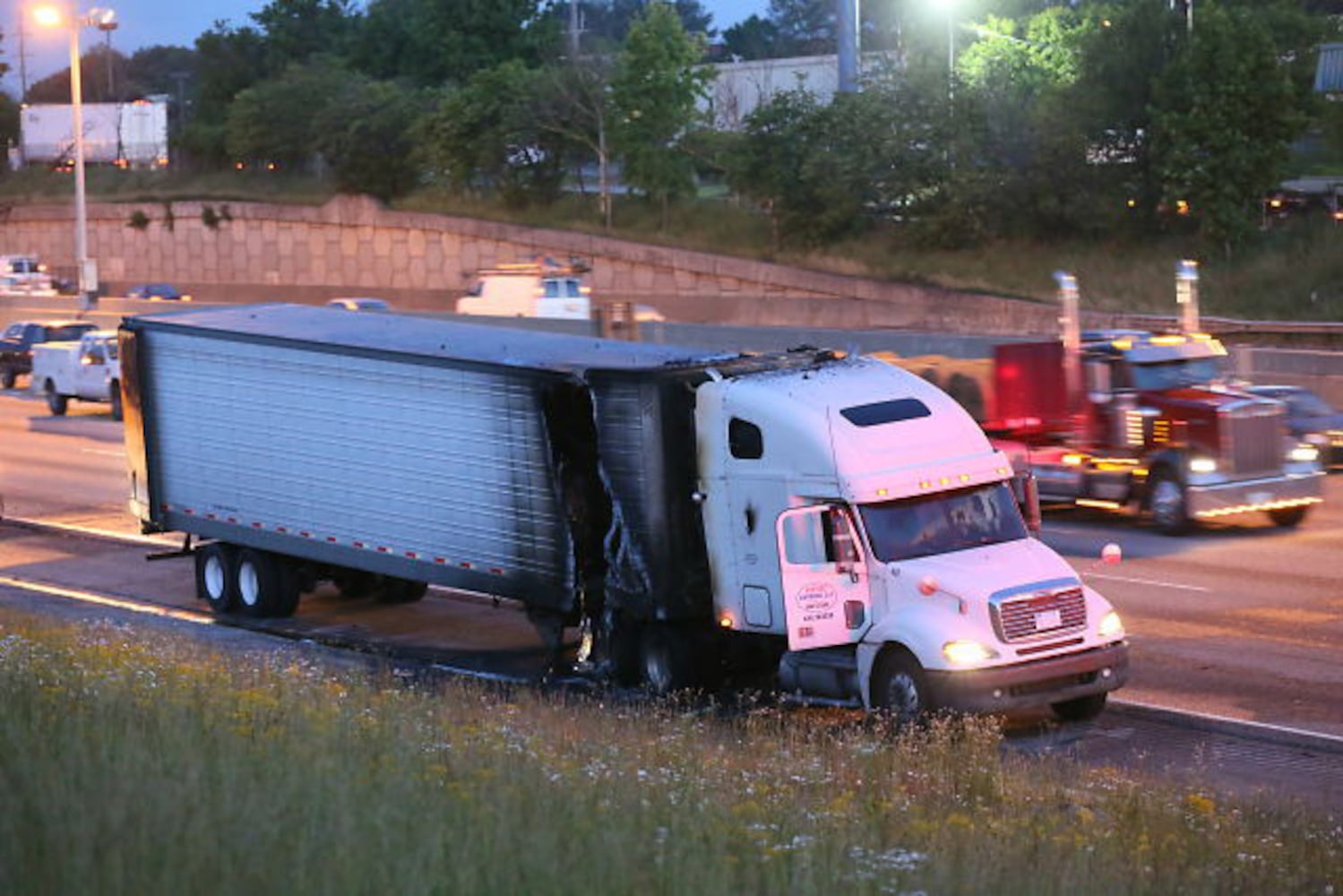 Truck fire on 1-85 N