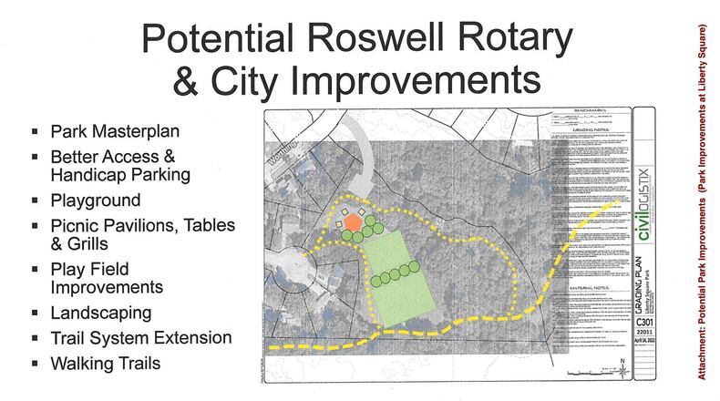 The Roswell Rotary Club is proposing to coordinate with the Roswell Recreation Commission and the community to design park improvements at Liberty Square Park. (Courtesy City of Roswell)