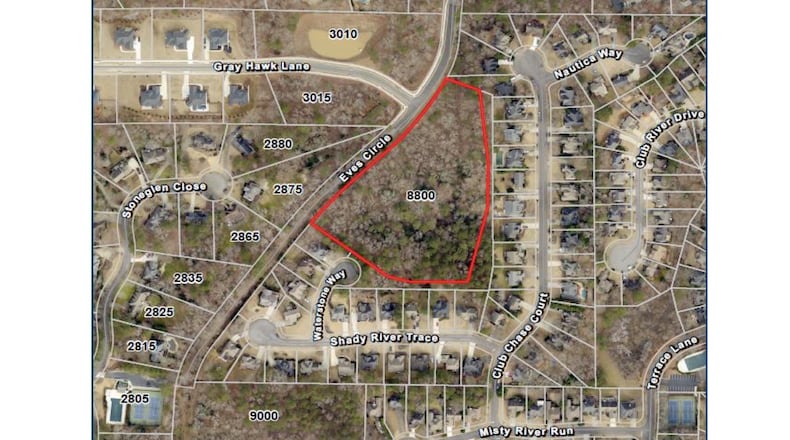 The Roswell City Council recently denied a zoning change that would have allowed creating 11 new lots at 8800 Eves Circle. (Courtesy City of Roswell)