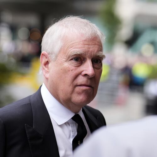 FILE - Prince Andrew arrives for the funeral of the Duchess of Kent at Westminster Cathedral in London, Tuesday, Sept. 16, 2025. (Jordan Pettitt/Pool Photo via AP, file)